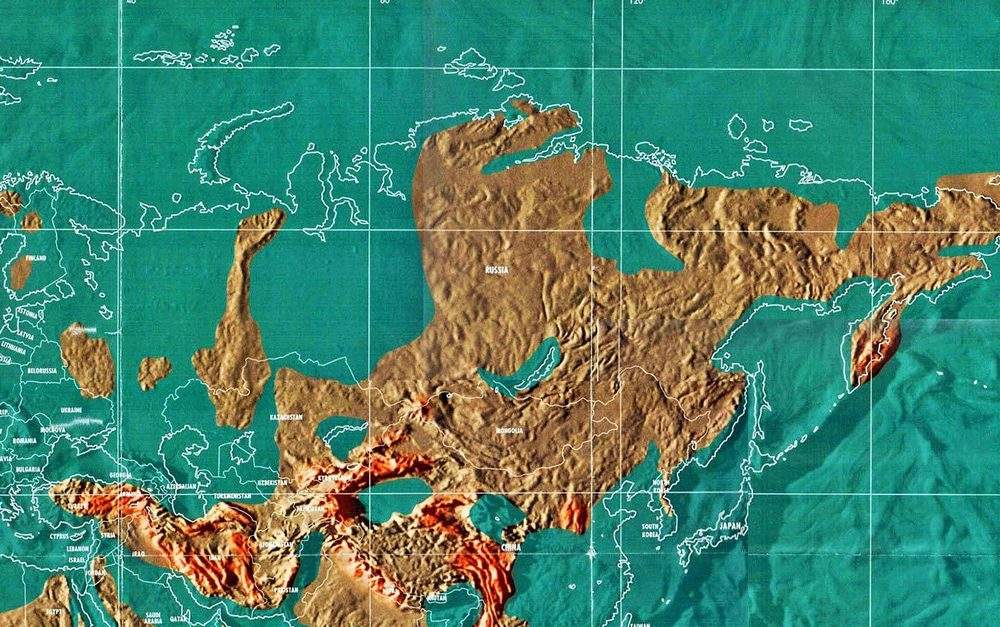 Карта Эдгара Кейси после потопа (Россия).