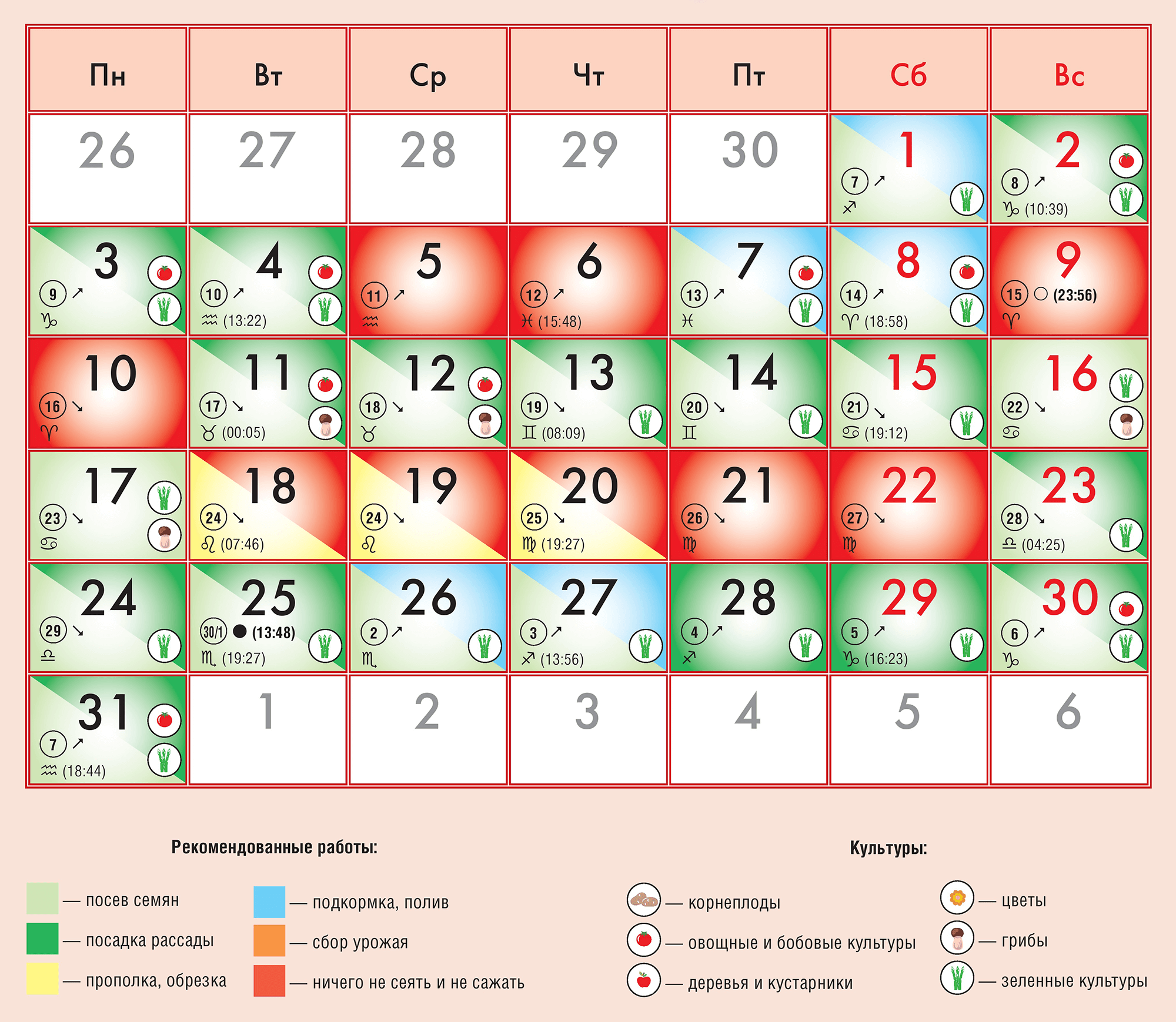 24973 Лунный календарь садовода и огородника на октябрь 2022 года